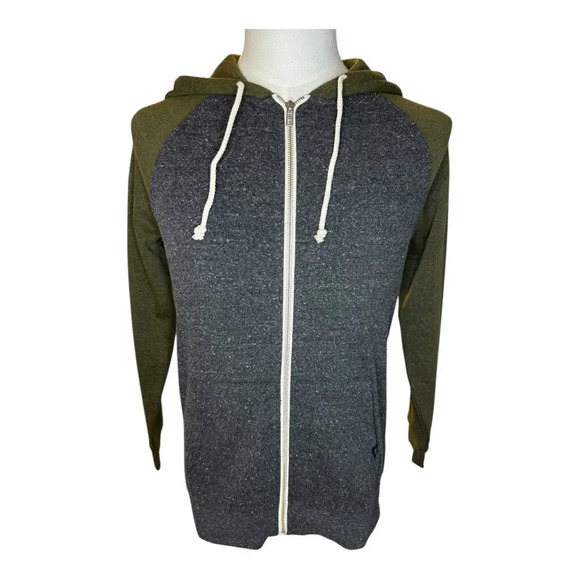NEW Threads 4 Thought Men’s XS Triblend Raglan Colorblock Zip Fleece Hoodie NWT - Picture 1 of 6